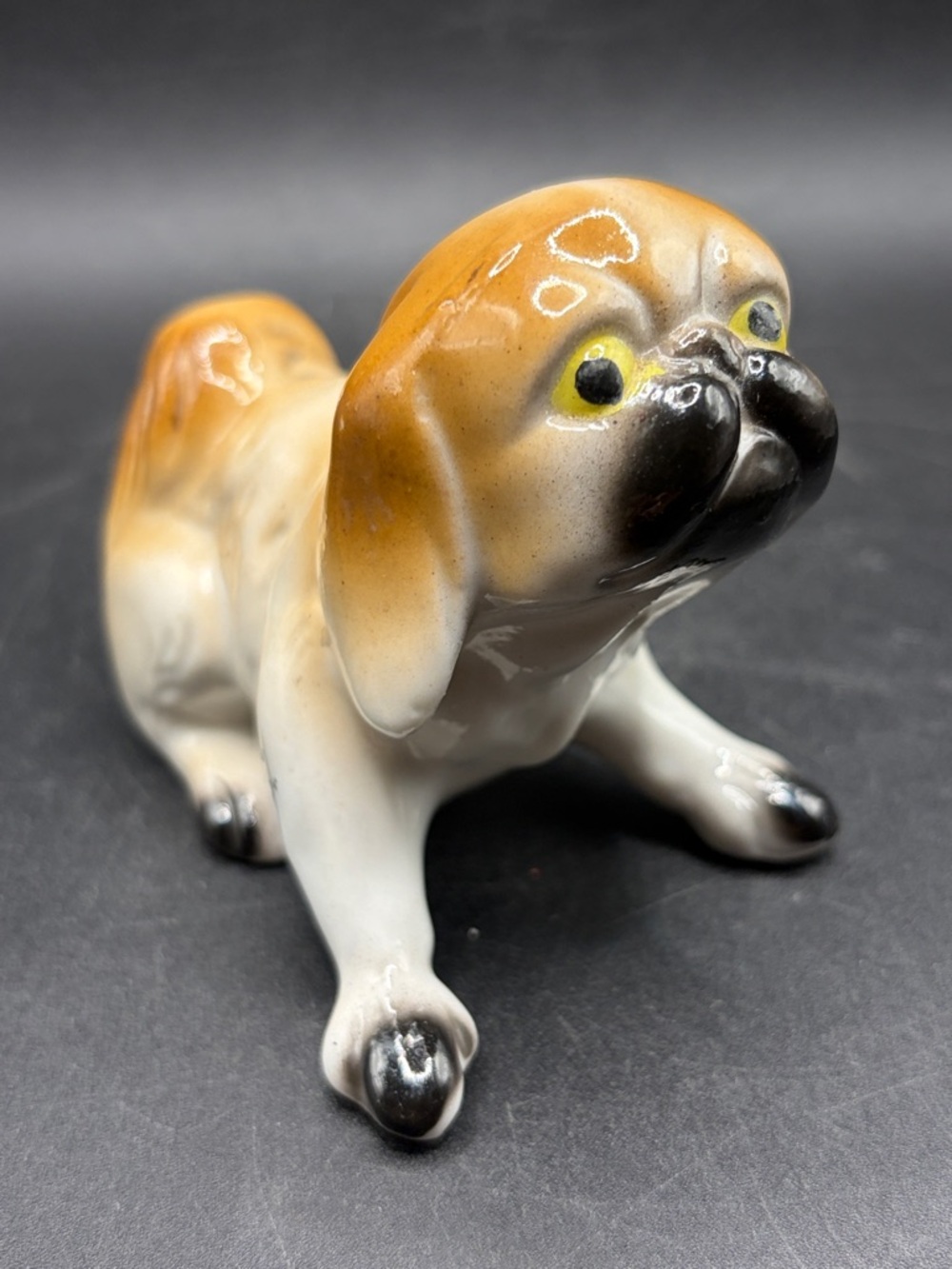 Hotta Yu 1920s-1940s Vintage Hand Painted Porcelain Dog Puppy Figurine Figure
